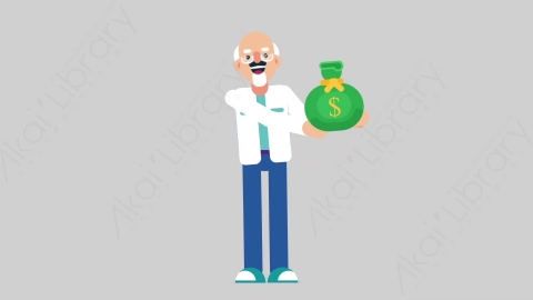 AE模板-OLD SCIENTIST 19 Giving科学家科研人员给予赠送扁平人物职业角色