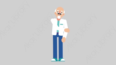 AE模板-OLD SCIENTIST 21 Handshake 1科学家科研人员握手扁平人物职业角色