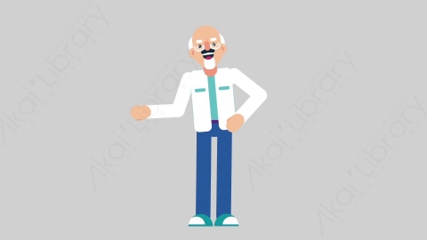 AE模板-OLD SCIENTIST 22 Handshake 2科学家科研人员握手扁平人物职业角色
