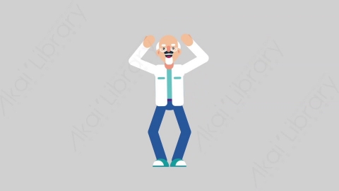 AE模板-OLD SCIENTIST 26 Cheering科学家科研人员欢呼喝彩扁平人物职业角色