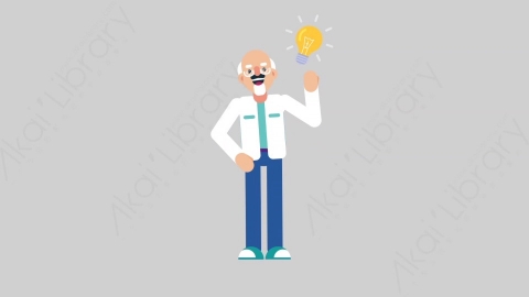 AE模板-OLD SCIENTIST 28 Idea科学家科研人员有主意想法扁平人物职业角色