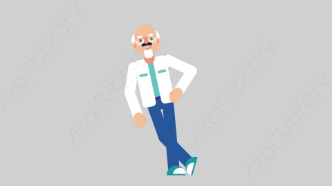 AE模板-OLD SCIENTIST 32 Leaned科学家科研人员倚靠靠墙扁平人物职业角色