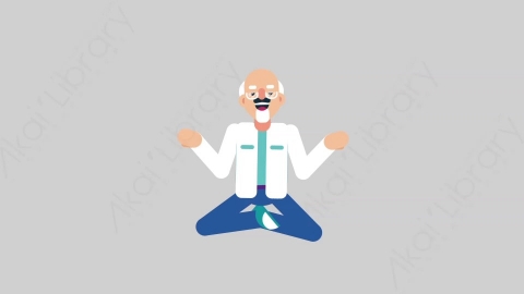 AE模板-OLD SCIENTIST 33 Meditation科学家科研人员冥想沉思扁平人物职业角色
