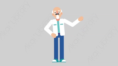 AE模板-OLD SCIENTIST 38 Pointing科学家科研人员指向指点扁平人物职业角色