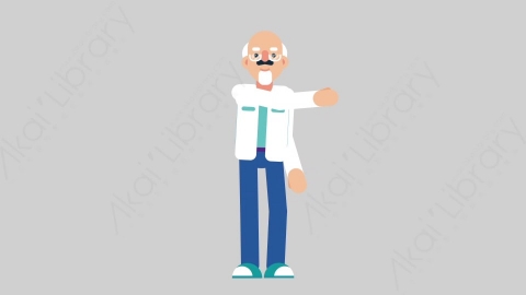 AE模板-OLD SCIENTIST 39 Pointing 2科学家科研人员指向指点扁平人物职业角色