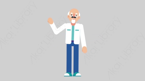 AE模板-OLD SCIENTIST 40 Pointing 3科学家科研人员指向指点扁平人物职业角色