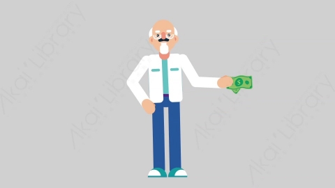 AE模板-OLD SCIENTIST 41 Pulling Money科学家科研人员拿钱扁平人物职业角色