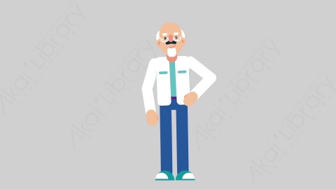 AE模板-OLD SCIENTIST 60 Standing科学家科研人员站立扁平人物职业角色