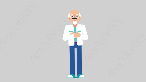 AE模板-OLD SCIENTIST 61 Standing 2科学家科研人员站立扁平人物职业角色
