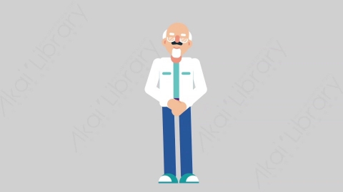 AE模板-OLD SCIENTIST 62 Standing 3科学家科研人员站立扁平人物职业角色