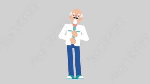 AE模板-OLD SCIENTIST 65 Stomach Pain科学家科研人员肚子痛胃痛扁平人物职业角色