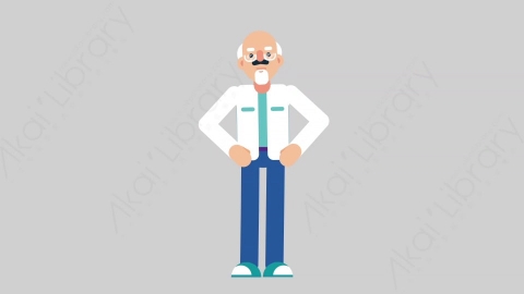AE模板-OLD SCIENTIST 69 Talking科学家科研人员说话讲话扁平人物职业角色