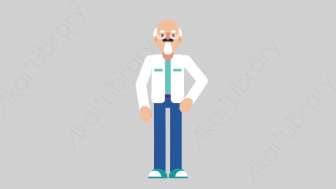 AE模板-OLD SCIENTIST 72 Tie科学家科研人员整理领带扁平人物职业角色