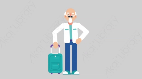 AE模板-OLD SCIENTIST 74 Traveling科学家科研人员旅游旅行扁平人物职业角色