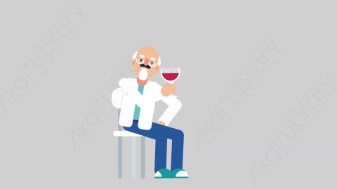 AE模板-OLD SCIENTIST 80 Wine Toast科学家科研人员喝红酒扁平人物职业角色