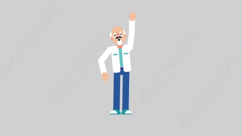 AE模板-OLD SCIENTIST 81 Yelling科学家科研人员大喊大叫扁平人物职业角色