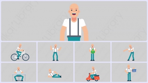 AE模板-SIMPLE 简单随性男性扁平人物日常角色