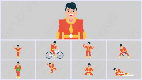 AE模板-SUPERHERO 超级英雄扁平人物日常角色
