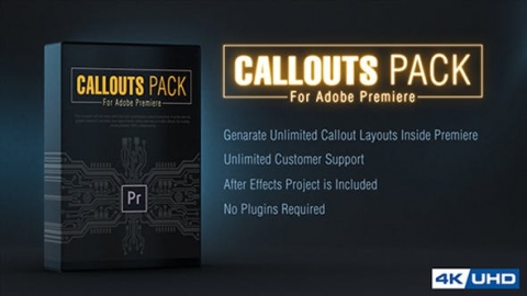 PR基本图形预设+模板-13组科技感标注线介绍说明指示线动画Callout Line Pack For Premiere