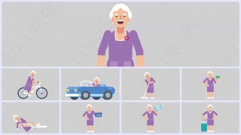 AE模板-WOMAN OLD 妇女老人扁平人物日常角色