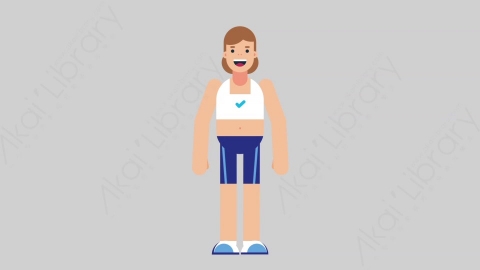 AE模板-WOMAN FITNESS 01 Basic女性健身教练体育运动员基本动作扁平人物职业角色