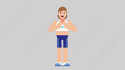AE模板-WOMAN FITNESS 02 Applause女性健身教练体育运动员掌声欢呼扁平人物职业角色