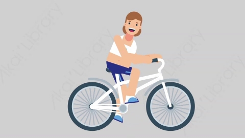 AE模板-WOMAN FITNESS 04 Bicycle女性健身教练体育运动员骑自行车扁平人物职业角色