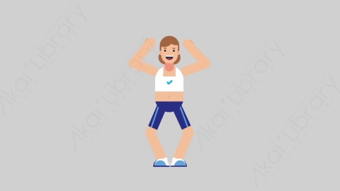 AE模板-WOMAN FITNESS 26 Cheering女性健身教练体育运动员欢呼喝彩扁平人物职业角色