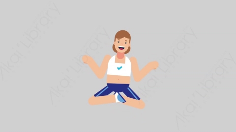 AE模板-WOMAN FITNESS 33 Meditation女性健身教练体育运动员冥想沉思扁平人物职业角色