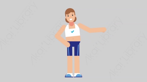 AE模板-WOMAN FITNESS 38 Pointing女性健身教练体育运动员指向指点扁平人物职业角色