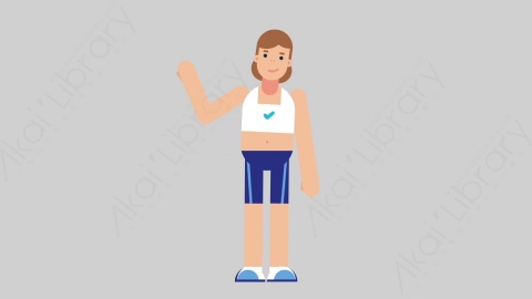 AE模板-WOMAN FITNESS 40 Pointing 3女性健身教练体育运动员指向指点扁平人物职业角色