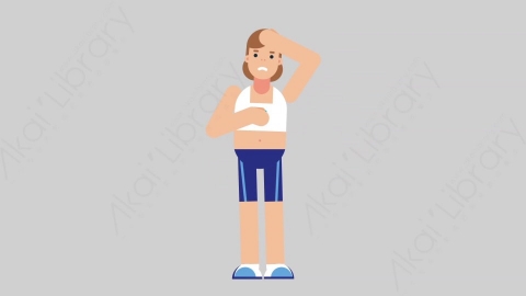 AE模板-WOMAN FITNESS 50 Stressed Out女性健身教练体育运动员压力过大心力交瘁扁平人物职业角色