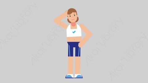 AE模板-WOMAN FITNESS 53 Scratching Head女性健身教练体育运动员抓头扁平人物职业角色