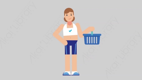 AE模板-WOMAN FITNESS 54 Shopping女性健身教练体育运动员购物扁平人物职业角色