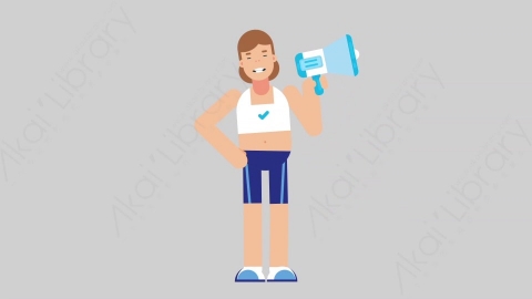 AE模板-WOMAN FITNESS 58 Speech女性健身教练体育运动员演讲发言扁平人物职业角色