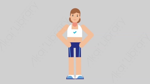 AE模板-WOMAN FITNESS 69 Talking女性健身教练体育运动员说话讲话扁平人物职业角色