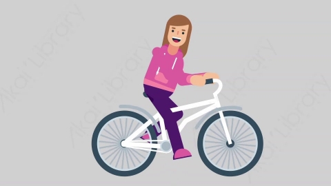 AE模板-WOMAN GAMER 04 Bicycle女性游戏玩家电竞选手骑自行车扁平人物职业角色