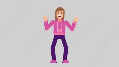 AE模板-WOMAN GAMER 09 Dance 1女性游戏玩家电竞选手跳舞舞蹈扁平人物职业角色