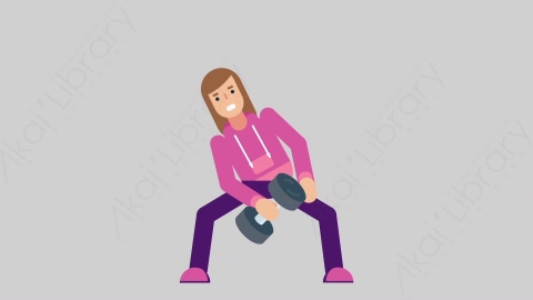 AE模板-WOMAN GAMER 14 Exercise女性游戏玩家电竞选手锻炼运动扁平人物职业角色