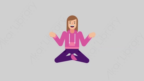 AE模板-WOMAN GAMER 33 Meditation女性游戏玩家电竞选手冥想沉思扁平人物职业角色