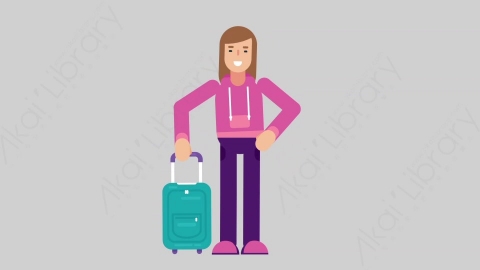 AE模板-WOMAN GAMER 74 Traveling女性游戏玩家电竞选手旅游旅行扁平人物职业角色