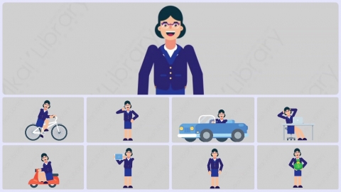 AE模板-WOMAN BANKER 女性商业银行家扁平人物商务角色