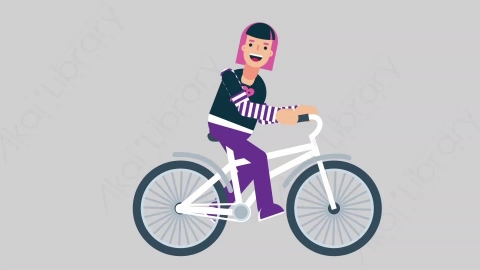 AE模板-WOMAN ROCKER 04 Bicycle女摇滚歌手骑自行车扁平人物职业角色