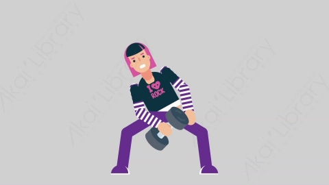 AE模板-WOMAN ROCKER 14 Exercise女摇滚歌手锻炼运动扁平人物职业角色