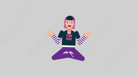 AE模板-WOMAN ROCKER 33 Meditation女摇滚歌手冥想沉思扁平人物职业角色