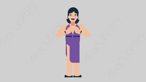 AE模板-WOMAN SINGER 02 Applause女性歌手歌唱家掌声欢呼扁平人物职业角色