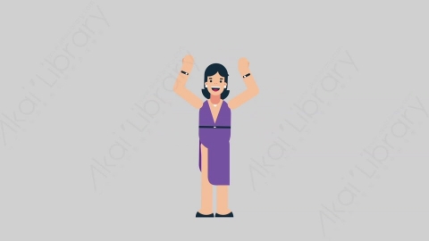 AE模板-WOMAN SINGER 03 Applause 2女性歌手歌唱家掌声欢呼扁平人物职业角色