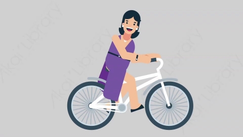 AE模板-WOMAN SINGER 04 Bicycle女性歌手歌唱家骑自行车扁平人物职业角色
