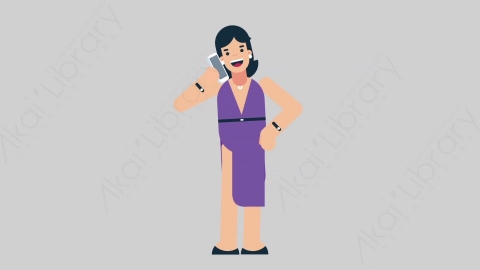 AE模板-WOMAN SINGER 05 Call女性歌手歌唱家打电话扁平人物日常角色