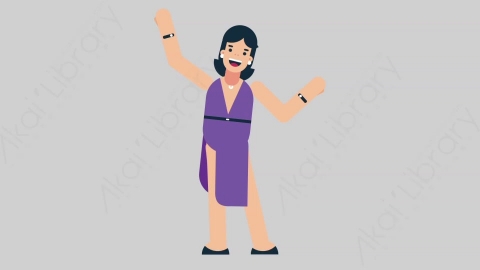 AE模板-WOMAN SINGER 09 Dance 1女性歌手歌唱家跳舞舞蹈扁平人物日常角色